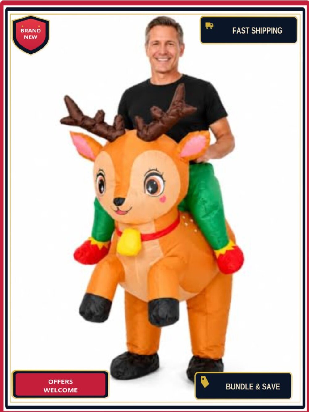 Adult Inflatable Deer Costume Blow Up Animal Outfit for Halloween Christmas